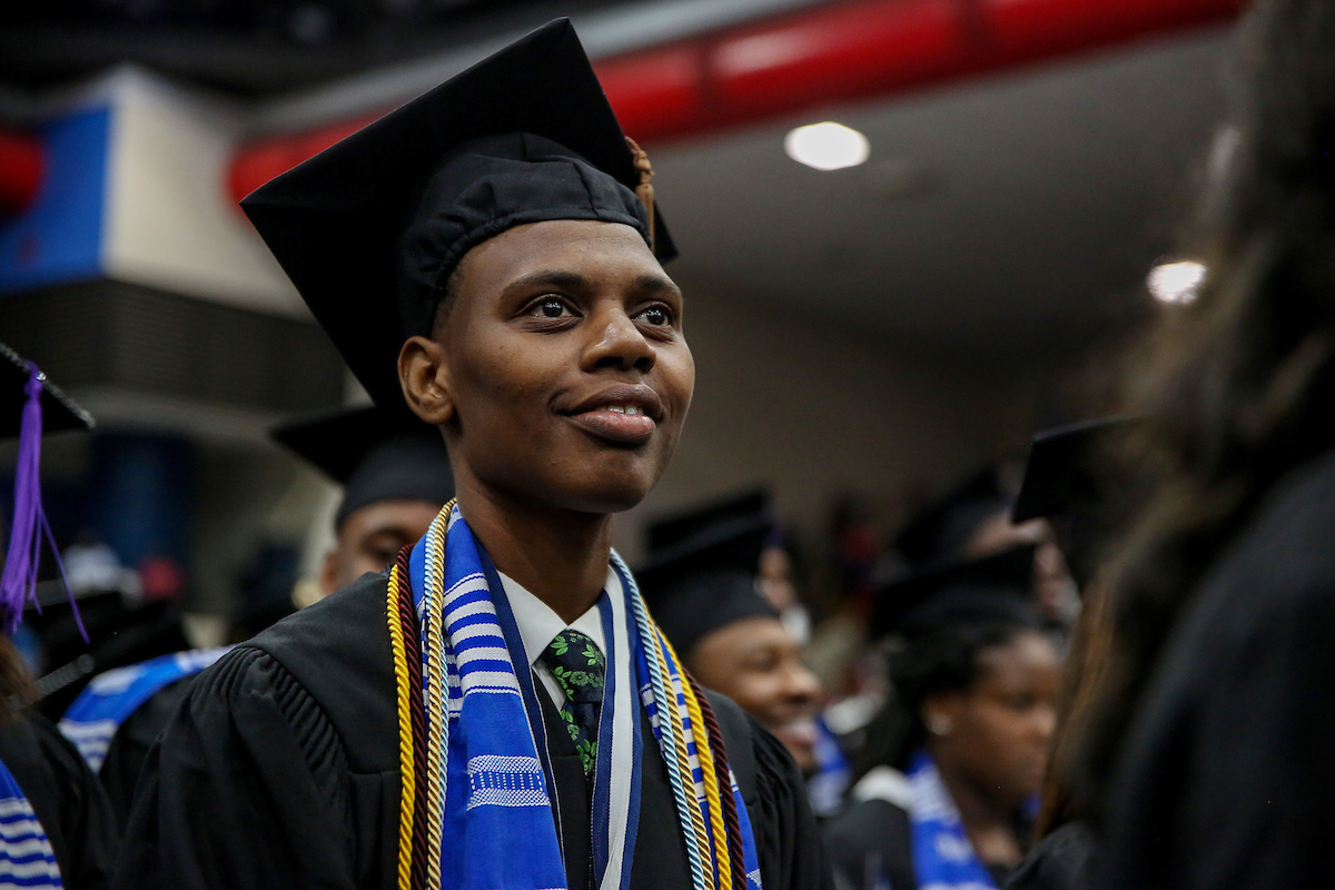 Denzel Fort of Natchez is a graduate in Speech and Dramatic Art in the College of Liberal Arts. He overcame many obstacles toward his bachelor’s degree. After his hard work, he’s planning a trip to Mexico for a “real vacation from everything.” (Photo by Kentrice S. Rush/JSU)