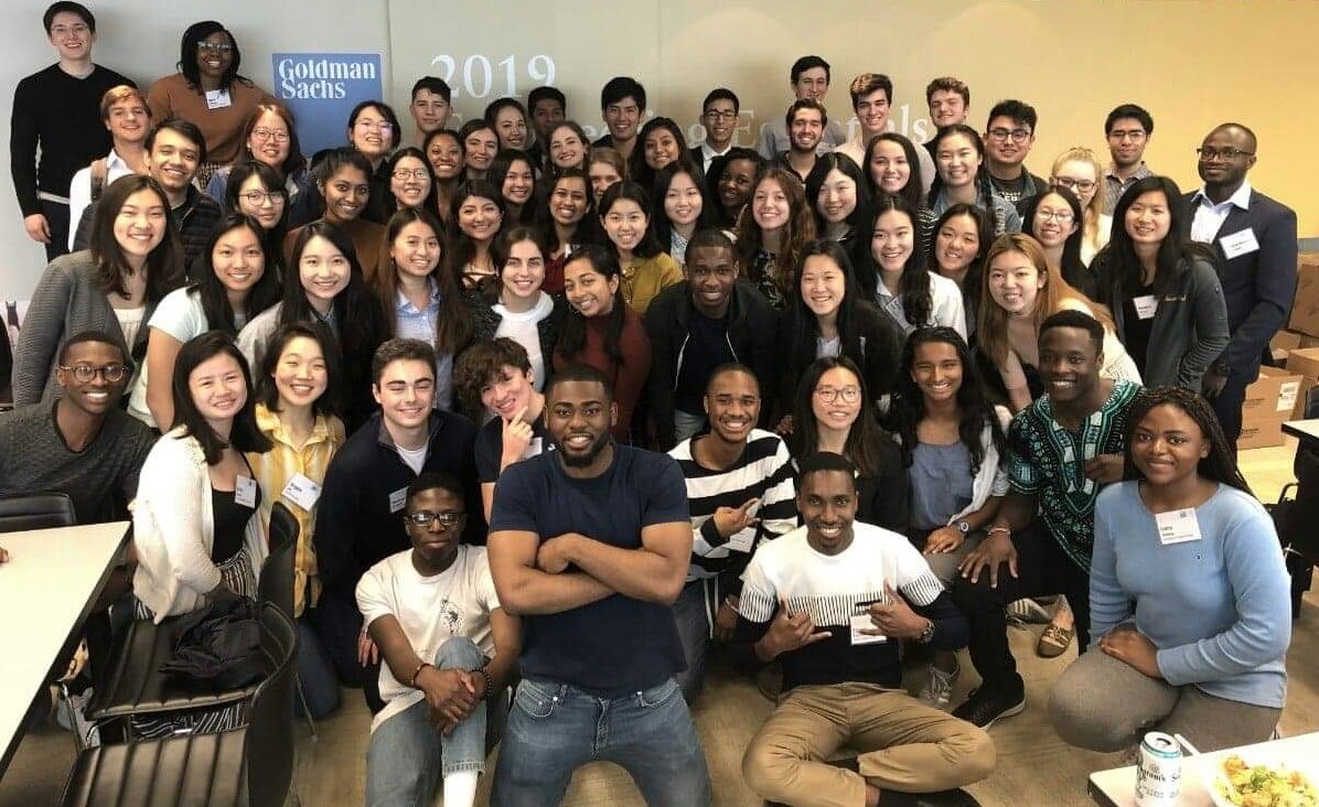 Jackson State University junior Enoma Ereyimwen, third from left on front row, joins peers from elite U.S. schools. The engineering student in JSU’s College of Science, Engineering and Technology spent several days in New York in an intensive program for diverse students sponsored by Goldman Sachs.