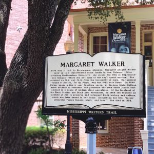 The Mississippi Writers Trail celebrated the literacy contributions of Margaret Walker with a marker outside the Marget Walker Center at Jackson State University. (Photo special to JSU)