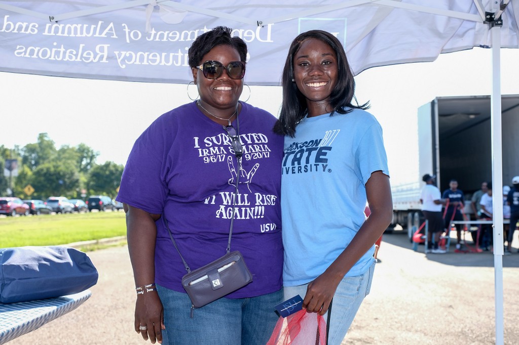 Naysa Lynch, Miss Jackson State University, and her mother, Monique Lynch Richards, are natives of the U.S. Virgin Islands. Richards said that community outreach events like the Crop Drop is one reason she is such a big advocate for JSU. (Photo by Charles A. Smith/JSU)