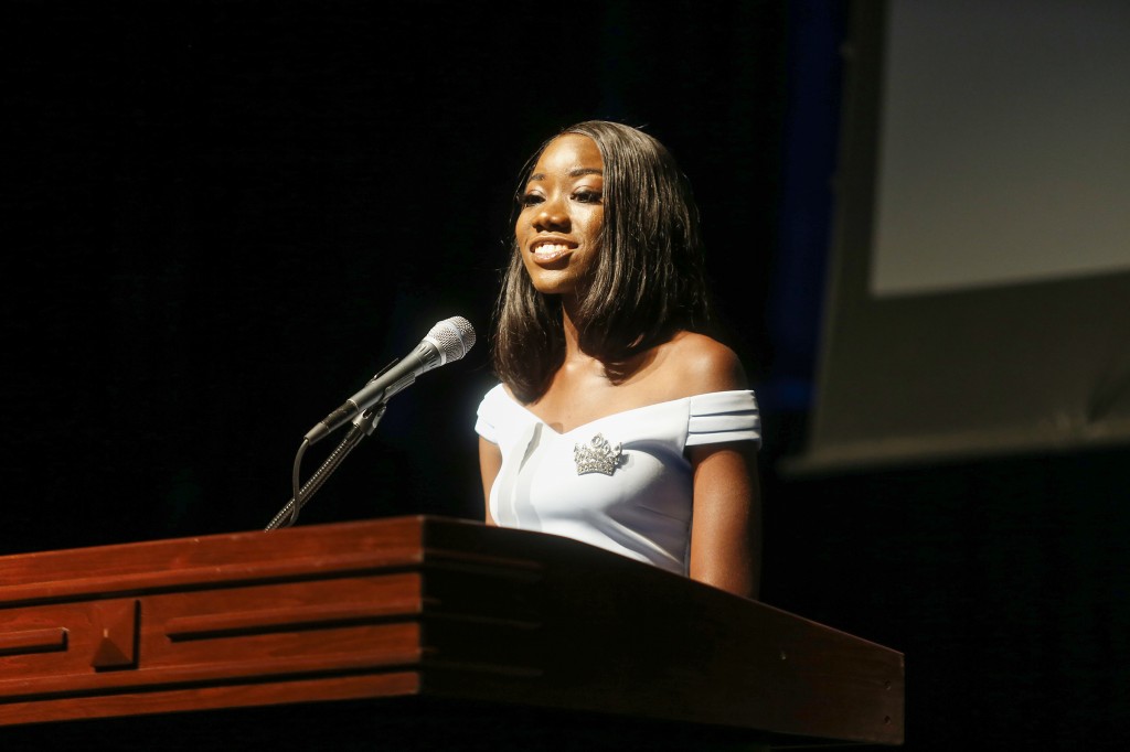 Naysa Lynch, a senior marketing major who serves as Miss JSU, told listeners at the HBCUs Fall Faculty & Staff Seminar: "This morning, I stand before you not only as Miss Jackson State but as a student who has the utmost appreciation for the role each of you play in our student success here at our beloved institution."