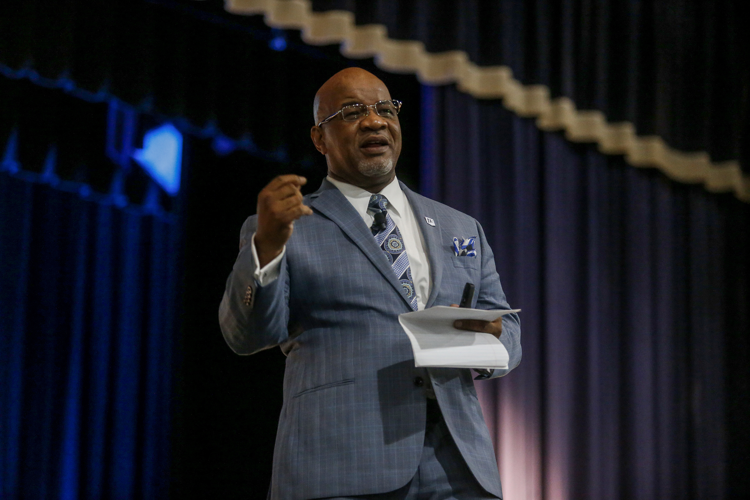 Dr. William B. Bynum, 11th president of Jackson State University, presided over his second Fall Faculty & Staff Seminar since taking over the institution on July 1, 2017. (Photo by Charles A. Smith/JSU)