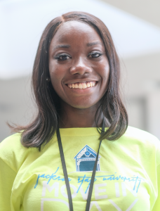 Naysa Lynch, Miss JSU 2019-2020 speaks about her upcoming plans for student involvement and inclusion on campus. "I plan to make myself as accessible as possible to all students especially the freshman." (Photo by Charles A. Smith/JSU)