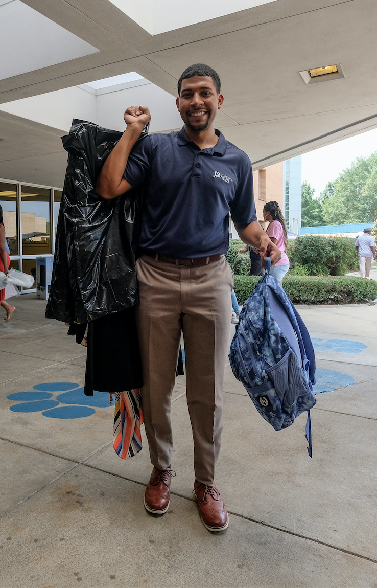"I'm helping the Freshman for JSU 23 move in today and it's so fulfilling," says Grant Broadway, Mister JSU. "My biggest wish is that we retain all of these students so they can become JSU alums."