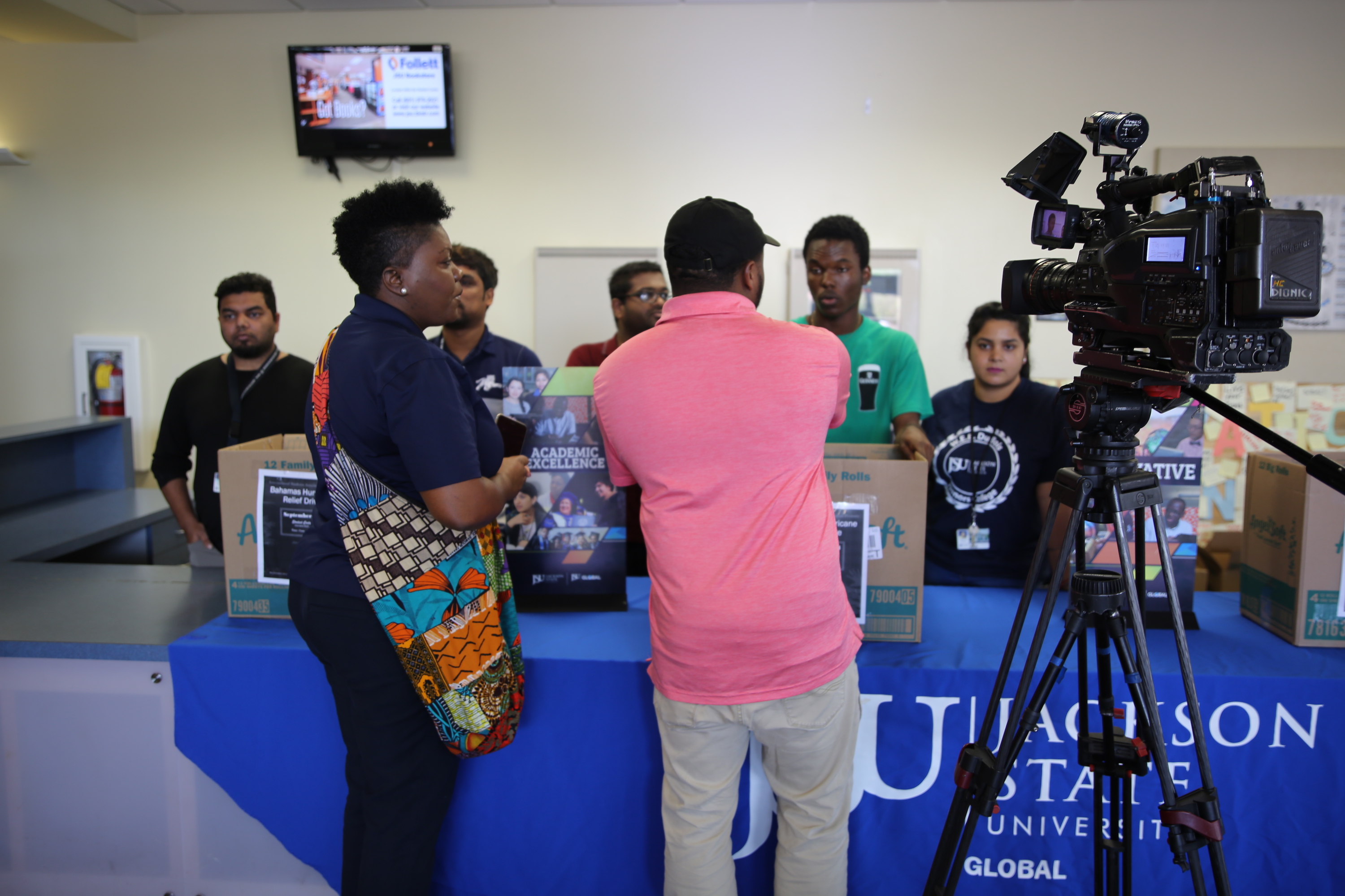 Jackson State University’s International Student Association assisted with collecting items that were dispatched to the Bahamas. The nation was ravaged by the deadliest hurricane on record to strike the area. (Photo by L.A. Warren/JSU)