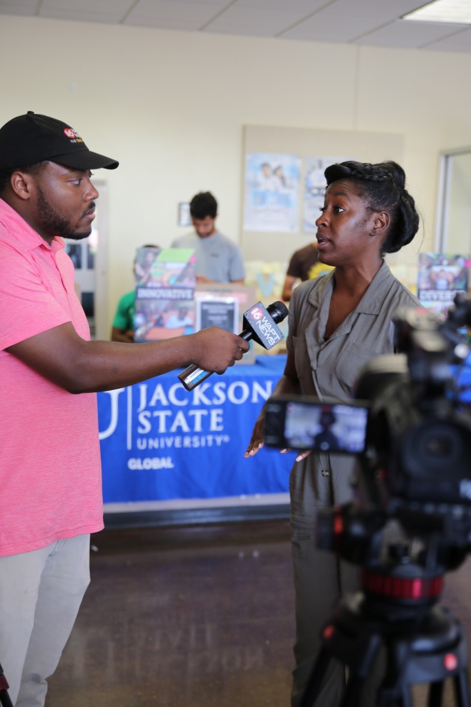 JSU Bahamian student Tameka Stewart discusses the loss of her aunt during Hurricane Dorian. Stewart is a doctoral student studying behavioral health in JSU’s School of Public Health. (Photo by L.A. Warren/JSU)