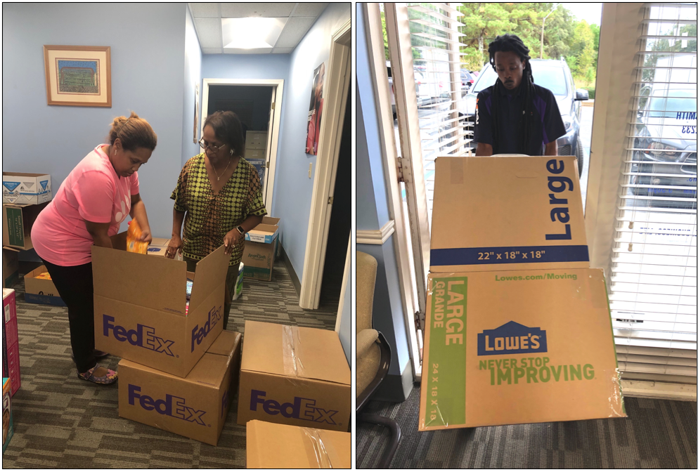 Members of the Lefluer’s Bluff Chapter of The Links Inc. packaged items slated for the Bahamas that was shipped by FedEx. (Photo courtesy of The Links Inc.)