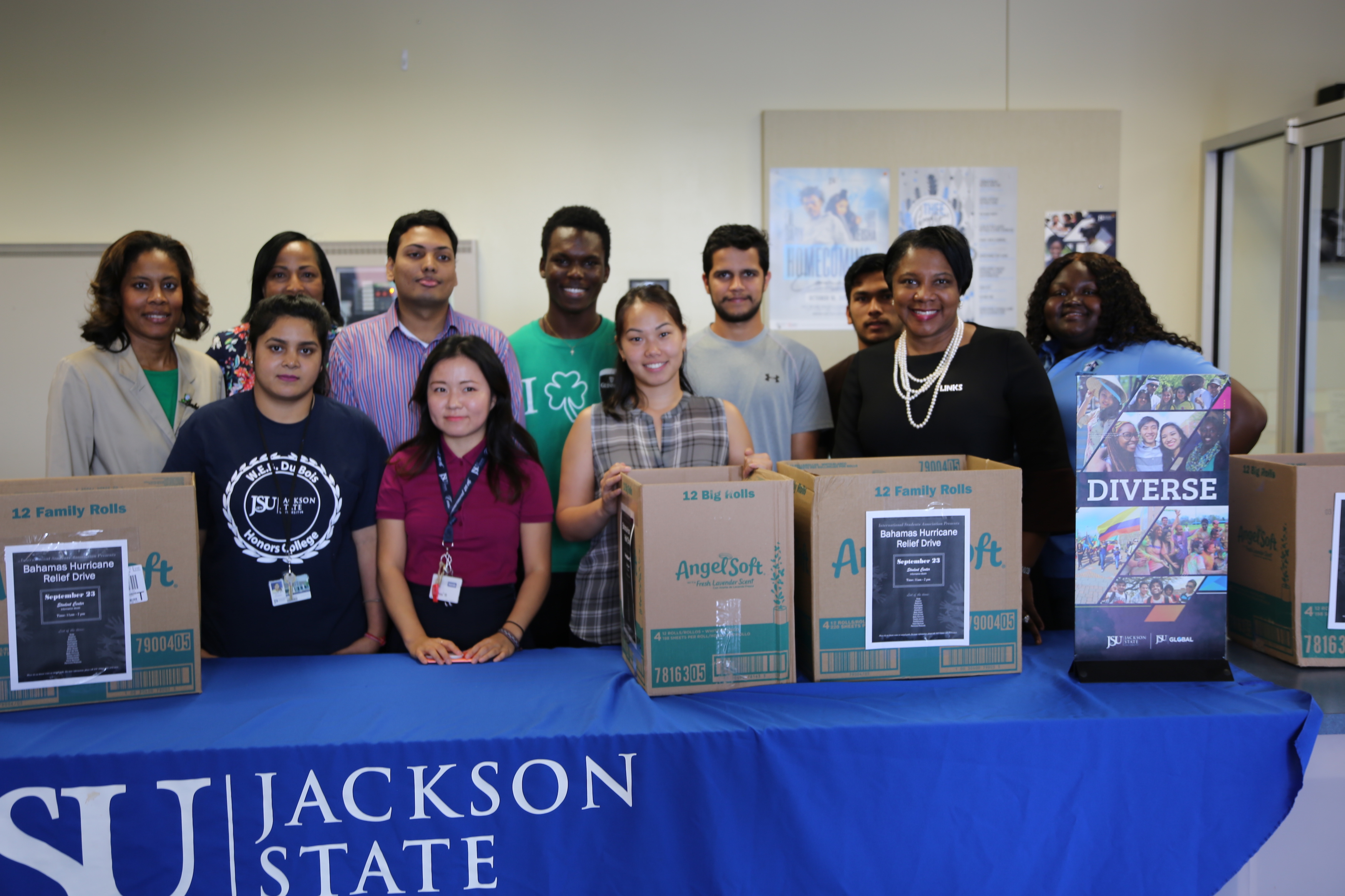 The Links and JSU’s International Student Association partnered to bring relief to the thousands whose lives have been shattered by Dorian’s fury. (Photo by L.A. Warren/JSU)