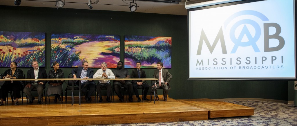 Mississippi Association of Broadcasters field questions from journalism students during a job fair at JSU. (Photo by Don Spann)