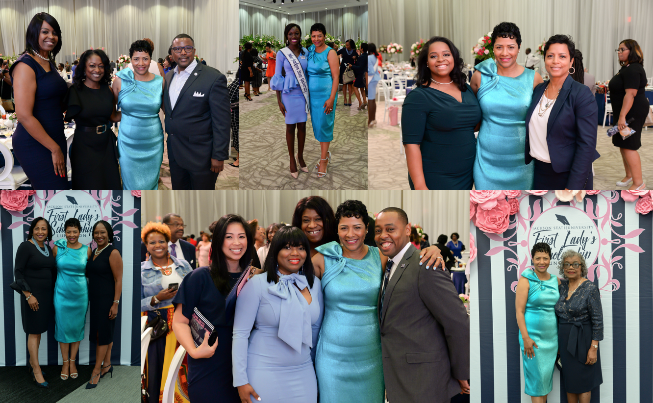 First Lady of Jackson State University, Deborah E. Bynum poses with luncheon guests after raising a total of $316,535 for student scholarships. (Photos by Darek Ashley/JSU)