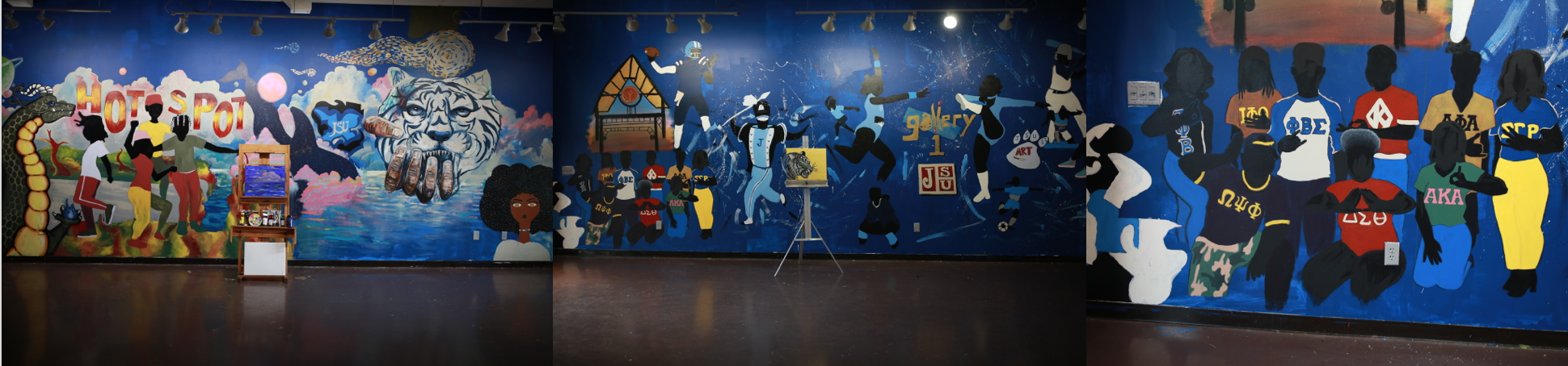 The cohesive project was completed by Jocelyn Jones, Yasin Nabawi, Chanel Epps, Edwin Davenport, Majeska Coleman, Lee Payton, Mia Burton, Jayah Alexander, Delacia Hart, Sydney Smith, Equanis Peterson, Kaylan Kirby, Chardonae Craft, Eric Dixon, Ashlee Walker, Samahni Squalls, Cleo Holls, and Keyshawn Marshall. The mural begins with inspiring others to visualize and manifest your dreams, and then it encourages others to diligently study at JSU so your vision can become a reality. (Photos by Aron Smith/JSU)