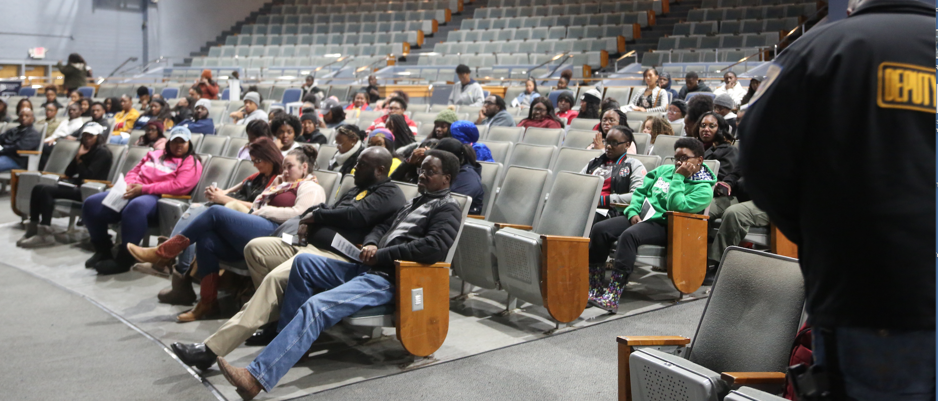 Hinds County Sheriff Victor Mason is credited for launching the first human-trafficking division by a law enforcement agency in Mississippi. He was among a number of law enforcement personnel from his department attending a recent forum in the Rose E. McCoy Auditorium. (Photo by L.A. Warren/JSU)