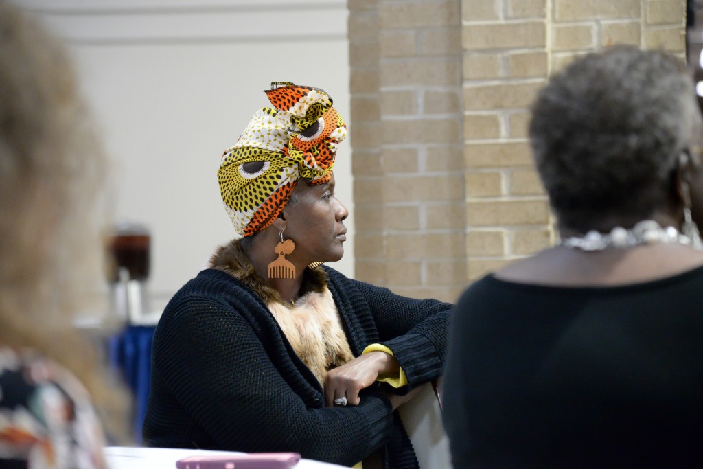 A guest listens as keynote speaker Owens shares his story of forgiveness and overcoming challenges. (Photo by Darek Ashley/JSU)
