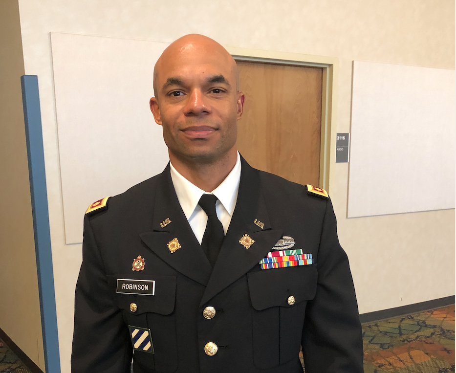 Major Steven C. Robinson is the department chair and professor of military science in the College of Liberal Arts. His promotion ceremony to lieutenant colonel will be Jan. 16, 2020 (3 p.m., Room 134, in the College of Business).