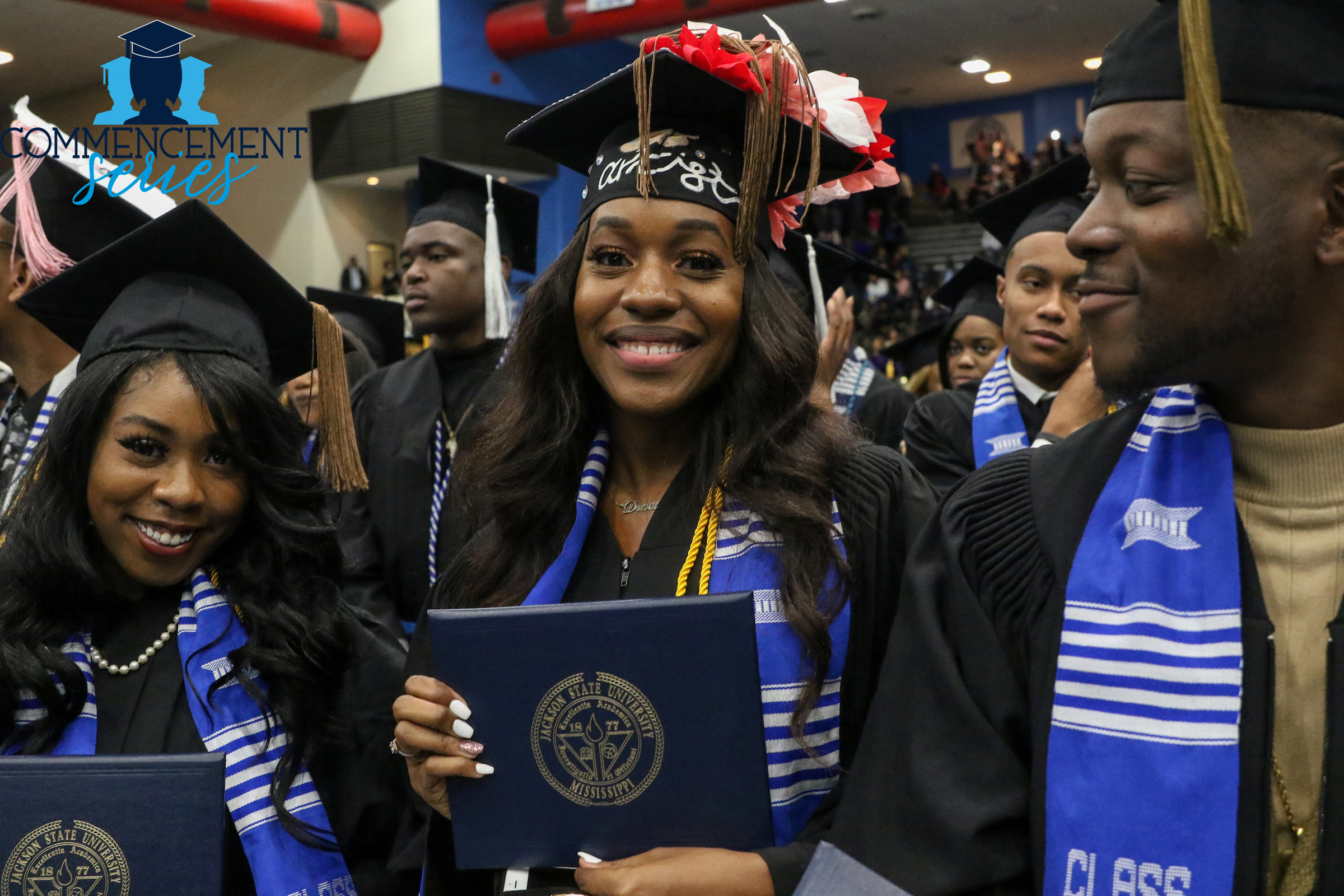On Friday, Dec. 6, graduates were all smiles as they prepared to close one chapter and get ready for the next at Jackson State University's winter commencement ceremony. (Photo by Charles A. Smith)