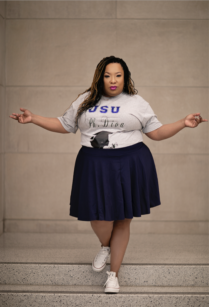 Mauda Monger, a graduate of Lanier High School, said part of the reason she wanted to get her Ph.D. was to show the young ladies in her mentoring organization the "She Project" that their future is limitless. (Photo by Candice Harris)
