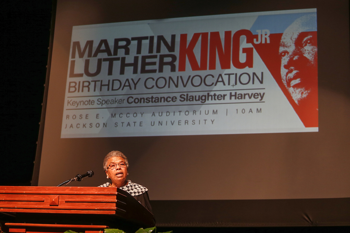 Lawyer-activist Constance Slaughter-Harvey filed a lawsuit on behalf of the slain family members and others injured in the campus assault. (Photo by Charles A. Smith/JSU)