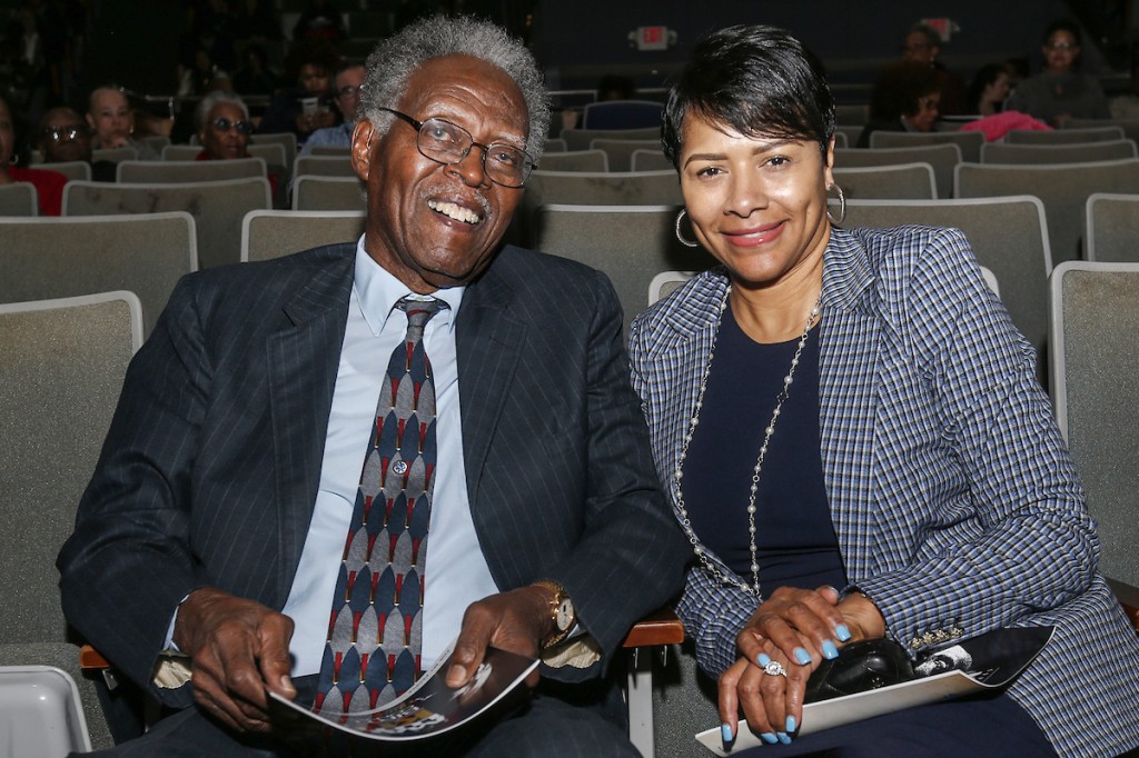 President Emeritus John A. Peoples Jr. and JSU first lady Deborah E. Bynum prepare for the start of the MLK Convocation held annually by the Margaret Walker Center. (Photo by Charles A. Smith/JSU)