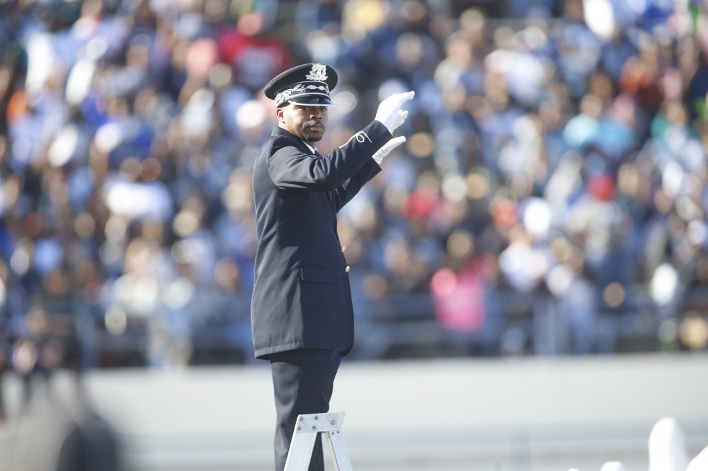 Dr. Roderick Little received his first taste of band directing as a 16-year-old student at Lanier High School. Now 36, Little is one of the youngest band directors at Jackson State University, but he is not lacking in experience. (Photo by Charles A. Smith)