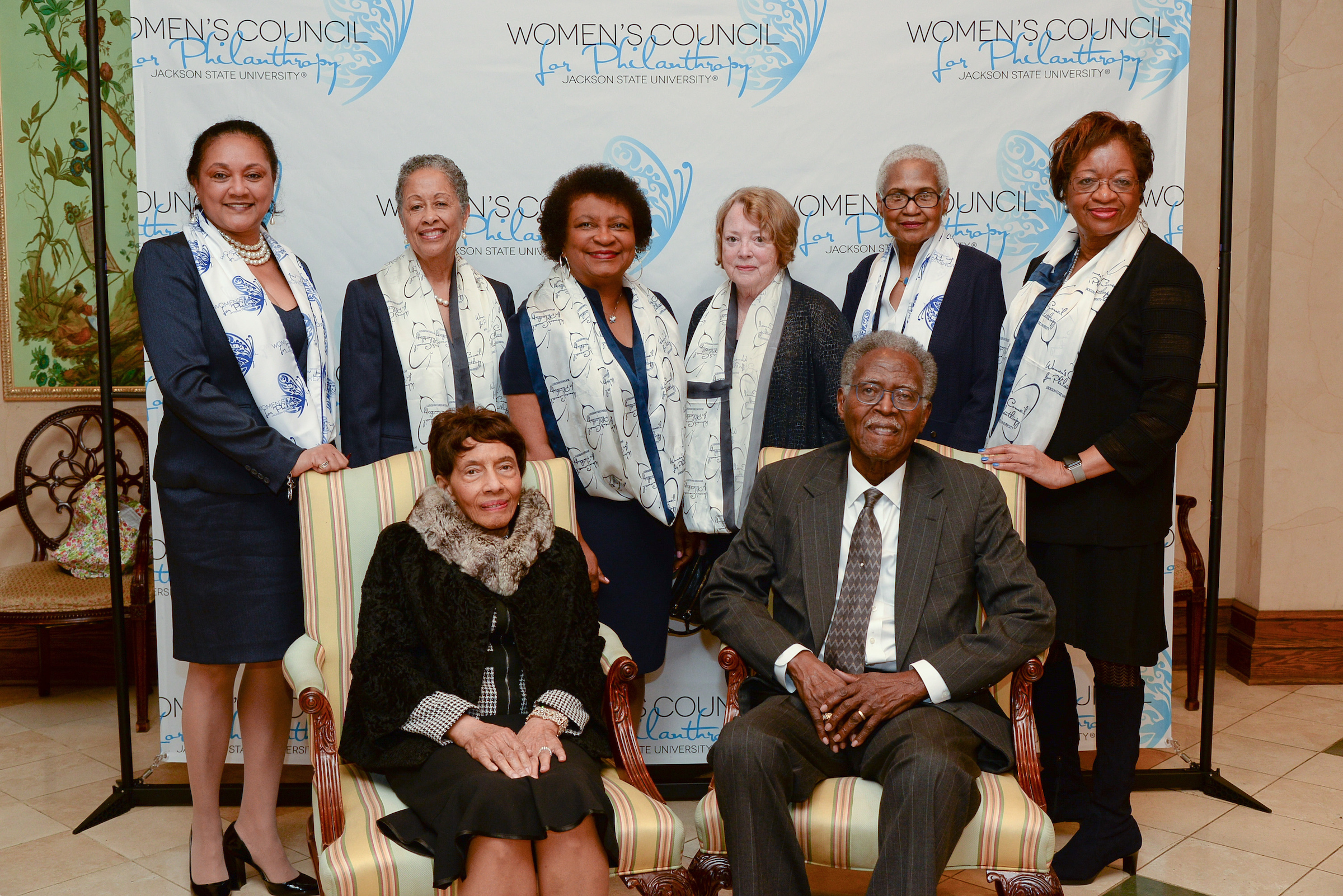 The Women's Council of Philanthropy at Jackson State University honored Dr. John A. Peoples and his wife Mary Peoples for their stellar humanitarianism and civic contributions to the community. (Photo by Darek Ashley/JSU)