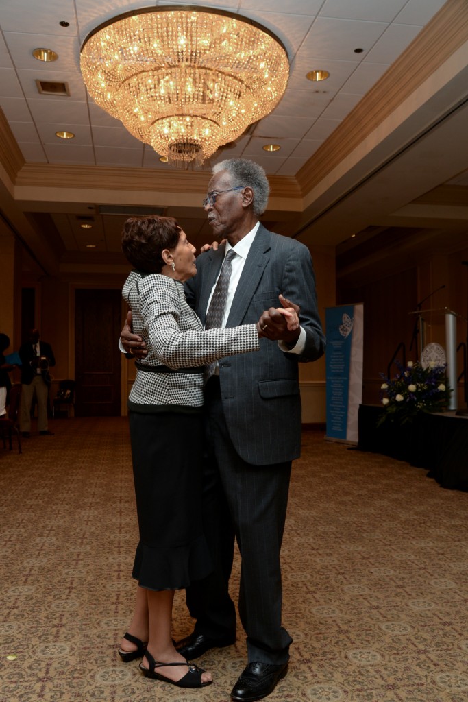 Dr. John A. Peoples, president emeritus of JSU, and his wife, Mary Peoples, first lady emeritus, showed everyone they can still cut up on the dance floor during the Women's Council of Philanthropy luncheon, where the couple was honored. The band "Unfazed" provided musical entertainment. (Photo by Darek Ashley/for JSU)