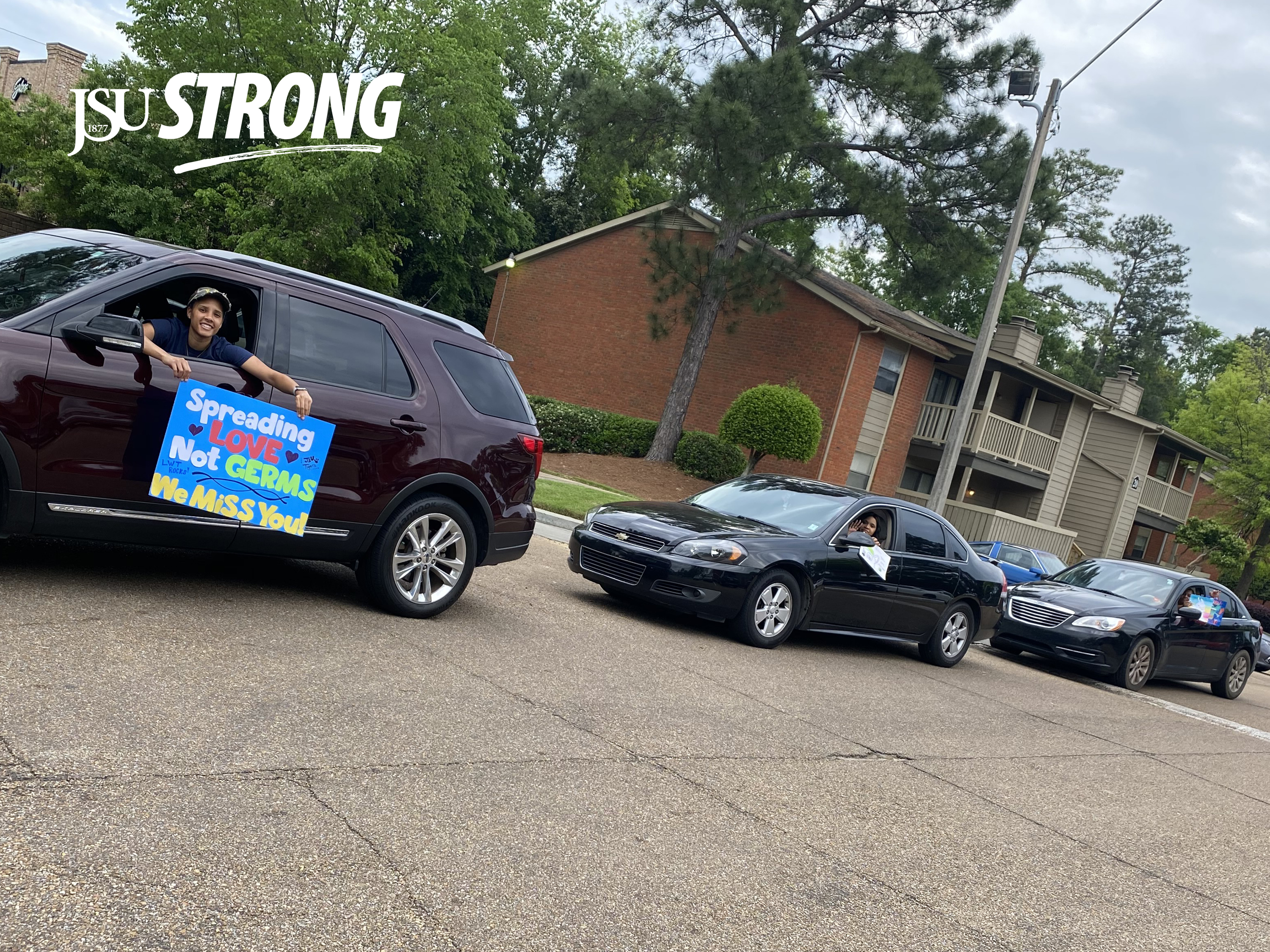Teachers from the Lottie E. Thornton Early Childhood Center at JSU hosted a parade to support their students during the COVID-19 pandemic. The teachers drove by their students' homes and dropped off goody bags. (Photo special to JSU)