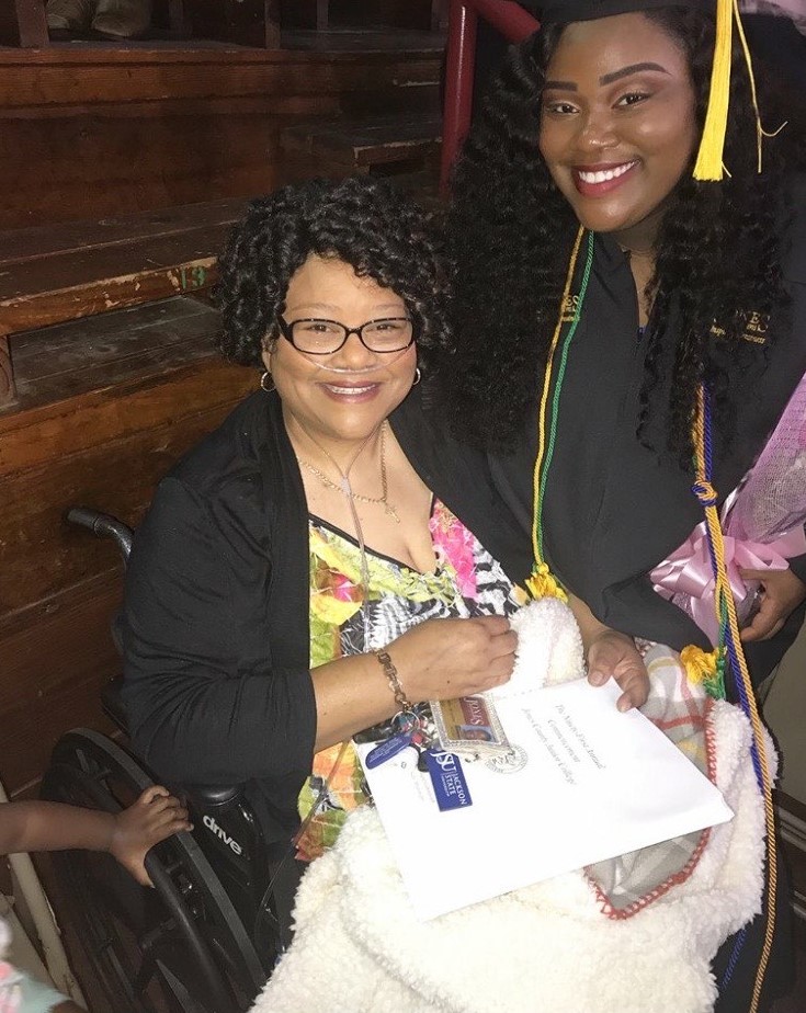 Yasmin McLaurin poses with her mother after her graduation from Jones County Junior College (now known as Jones College) on May 4, 2018. (Photo special to JSU)