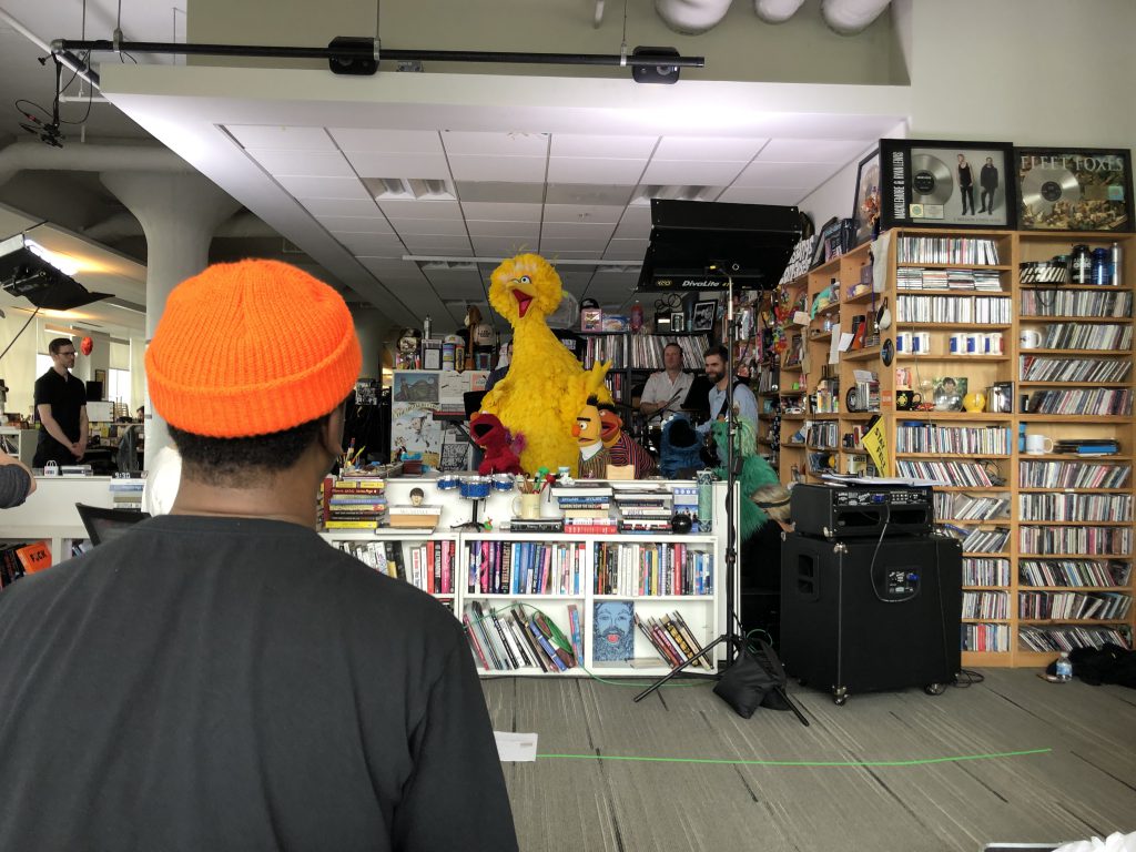 A back view of Robert Carter producing the Sesame Street Tiny Desk concert. Carter describes the session as his ultimate fan moment. (Photo special to JSU)