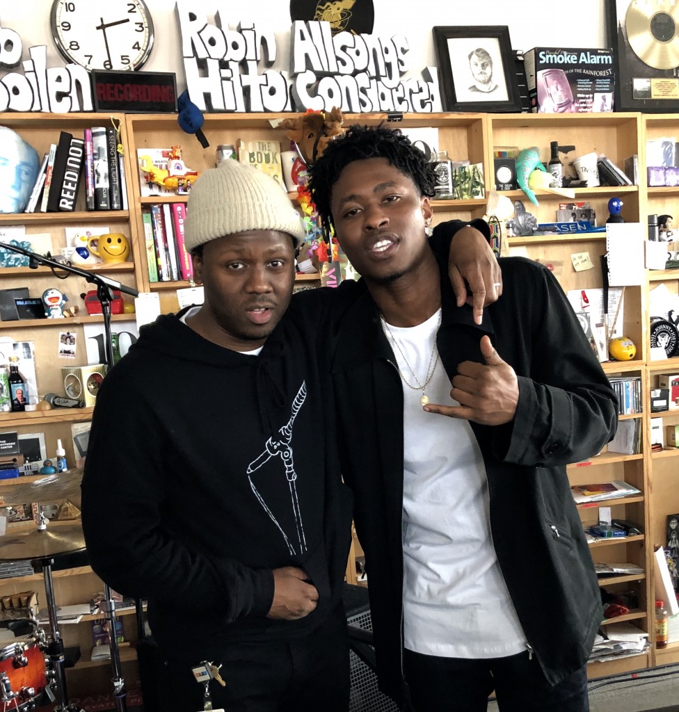 Robert Carter poses with Lucky Daye after his Tiny Desk concert. Daye, a native of New Orleans, has co-written songs for Mary J. Blige, Ne-Yo and Ella Mai. Daye is also a four-time Grammy nominee. (Photo special to JSU)