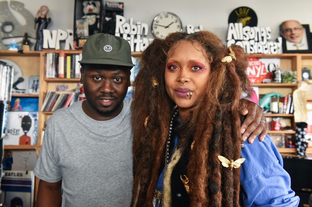 Robert Carter, JSU alum and producer for Tiny Desk, poses with Erykah Badu after her Tiny Desk concert. Badu has been coined the “Godmother of Soul” by The New Yorker. (Photo special to JSU)