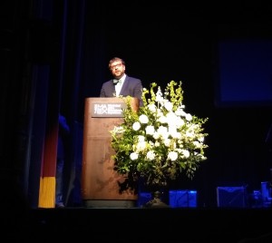 Dr. Robert Luckett, director of the Margaret Walker Center, gives remarks after accepting the award in Walker's honor. (Photo special to JSU)