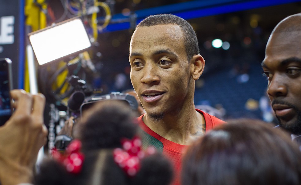 Monta Ellis, former NBA player, and Dr. Roderick Little, director of bands at JSU, grew up in the capitol city, The classmates recently reconnected and Ellis pledged his support of the band and Little, solidifying it with a $60, 000 gift. (Nicholas LA Photography)