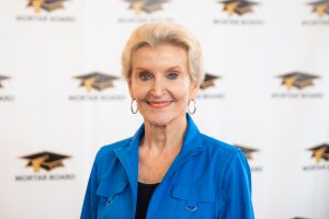 Local Jackson philanthropist and business leader, Janet Griffin Farrington, initiated into Mortar Board at the University of Mississippi, is also a part of the alumni team that is working with this collegiate chapter.