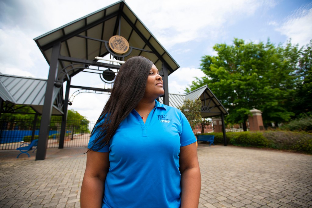 Tiffany Smith, a JSU alum, is one of many nurse practitioners who are still on the frontlines of the pandemic that began about a year ago. (Photo by William Kelly)