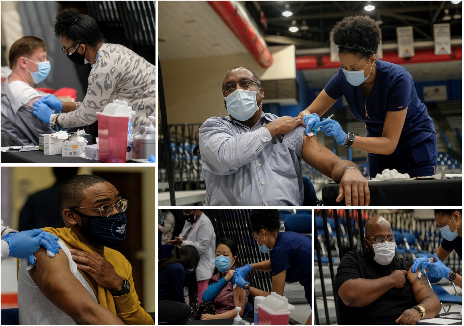 "It's Not Over Yet," according to those vaccinated recently. They still plan to wear masks and practice social distancing. (Photos by Charles A. Smith/JSU)