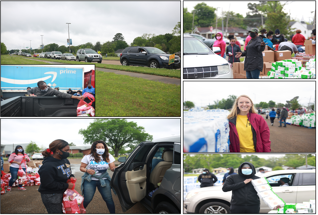 A number of volunteers eagerly assisted with the distribution, especially since Mississippi is considered among the largest food deserts. (Photo by William H. Kelly III/JSU)