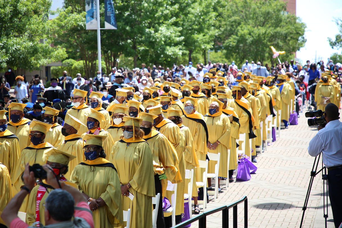 Fifty-one years later, members of the Class of 1970 finally got to don their cap and gowns for their JSU commencement. (Photo by William H. Kelly III/JSU)