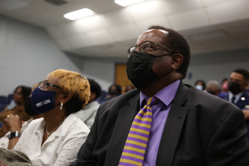 Family supporters gathered inside the auditorium of the John A. Peoples building to salute their honorees. (Photo by Aron Smith/JSU)