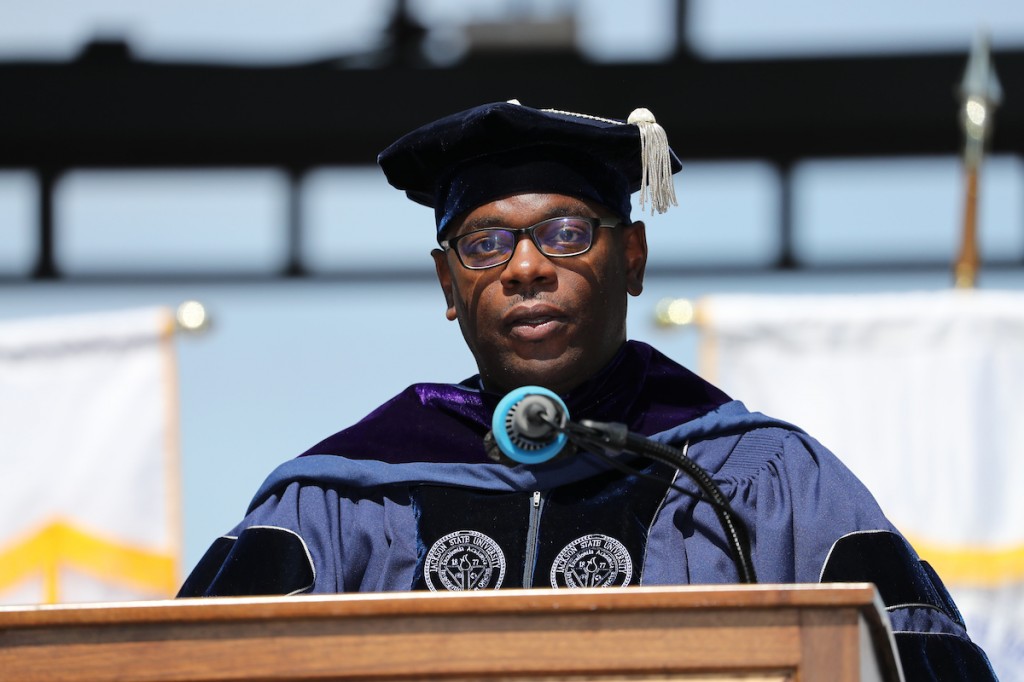 JSU President Thomas K. Hudson described the horror police forces from the city and state marching on the campus and unleashing a barrage of bullets for less than 30 seconds into Alexander Hall. (Photo by Charles A Smith/JSU)