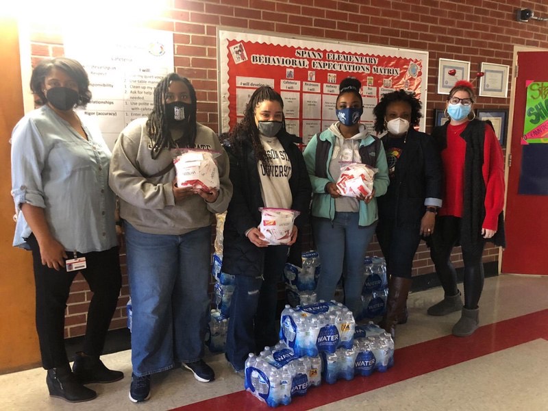 As a safety measure, water fountains are not accessible in schools due to the pandemic. To demonstrate kindness, the JSU Undergraduate NSSLHA donated 624 bottles of water for students at Barack H. Obama Magnet School and Spann Elementary. (Photo special to JSU)