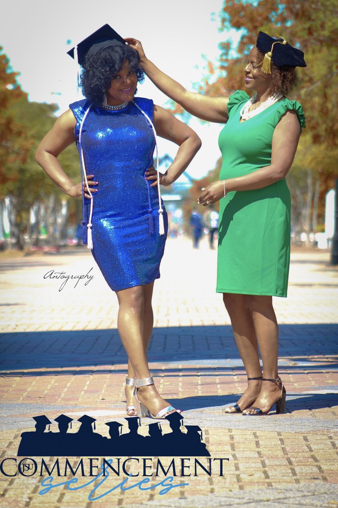 “Oh what a journey for the both of us, but God saw us through it. We can both reflect back and remember that we were challenged, embraced and pushed,” Flowers-Magee said. “Our support team is ‘thee’ best.” (Photo special to JSU)