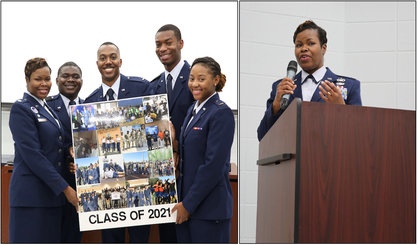 Detachment 006 members display their appreciation to Lt. Col. Natosha Reed, commander of JSU's Air Force ROTC. (Photo by Aron Smith/JSU)