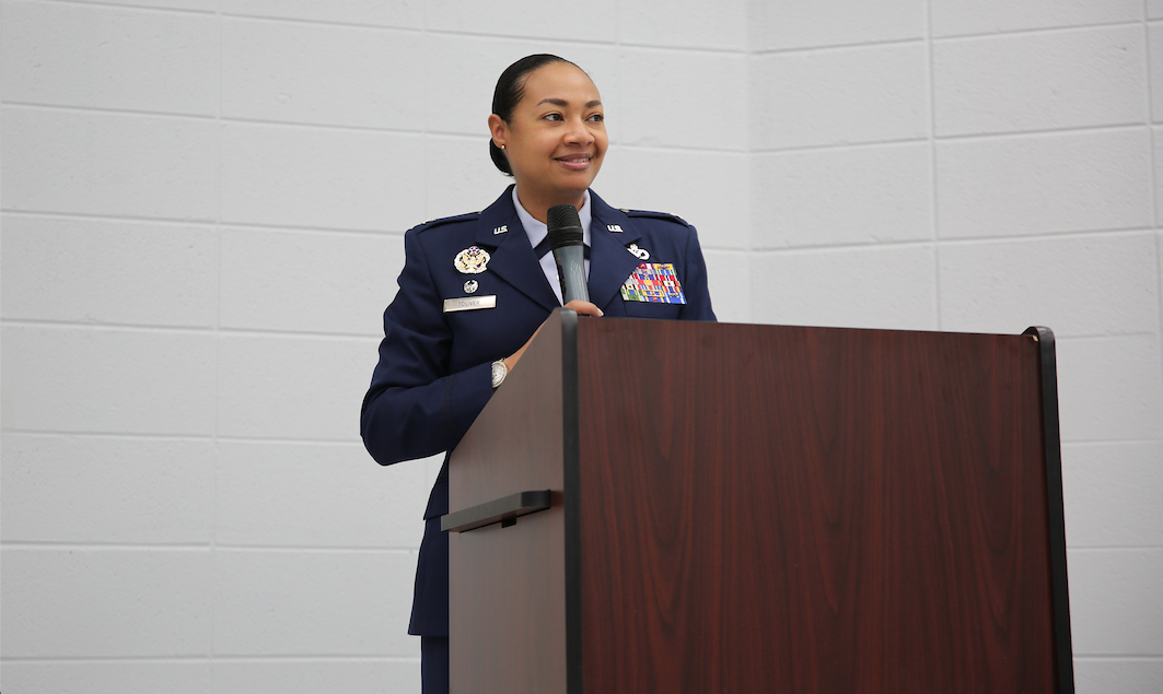Col. Shamekia N. Toliver is the commander of the 322nd Training Squadron, Joint Base San Antonio-Lackland AFB. As keynote speaker for the commissioning, she told honorees, “Our nation needs you. We need your leadership, your skills and expertise.”