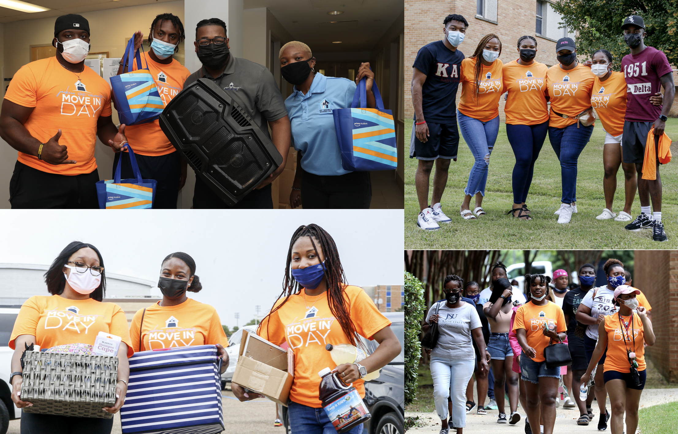 JSU Move-in Day volunteers could be easily identified by their bright, orange shirts. (Photos by Aaron Smith/JSU)