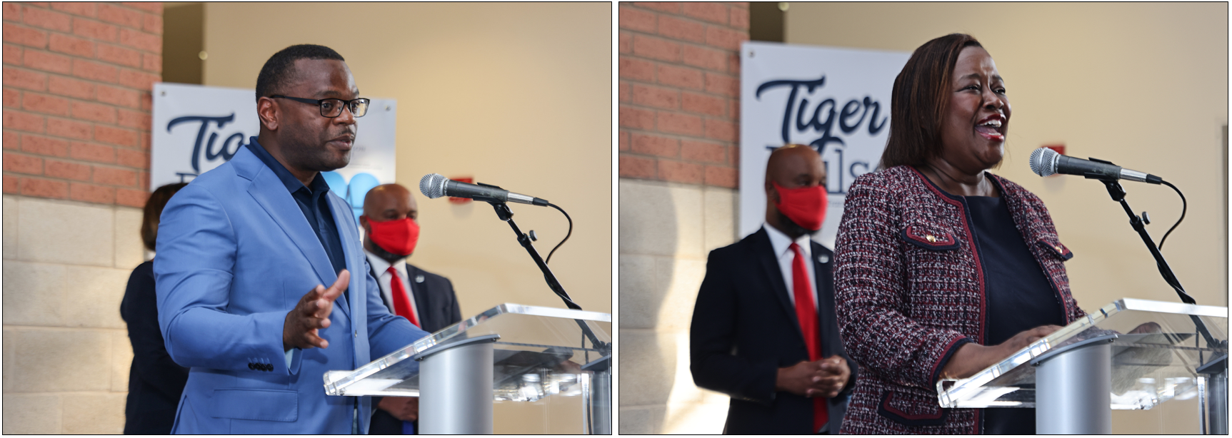 JSU President Thomas K. Hudson, J.D., and Provost and Senior Vice President for Academic Affairs Alisa Mosley, Ph.D., helped to shine the spotlight on honorees for their outstanding academic performance. (Photo by Charles A. Smith/JSU)