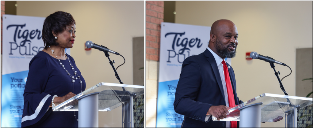 Mitchell Shears, Ph.D., associate vice president for JSU’s Student Success and executive director of Title III, formed the idea for the President’s and Provost’s Scholars Reception and explain the occasion. He was joined by Gwen Caples, interim director for Institutional Advancement and External Affairs, who provided support as the emcee.