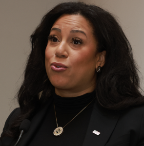 Natalie Cofield delivers a dynamic keynote address during the grand opening for the WBC @JSU. (Photo by: Charles Smith/JSU)