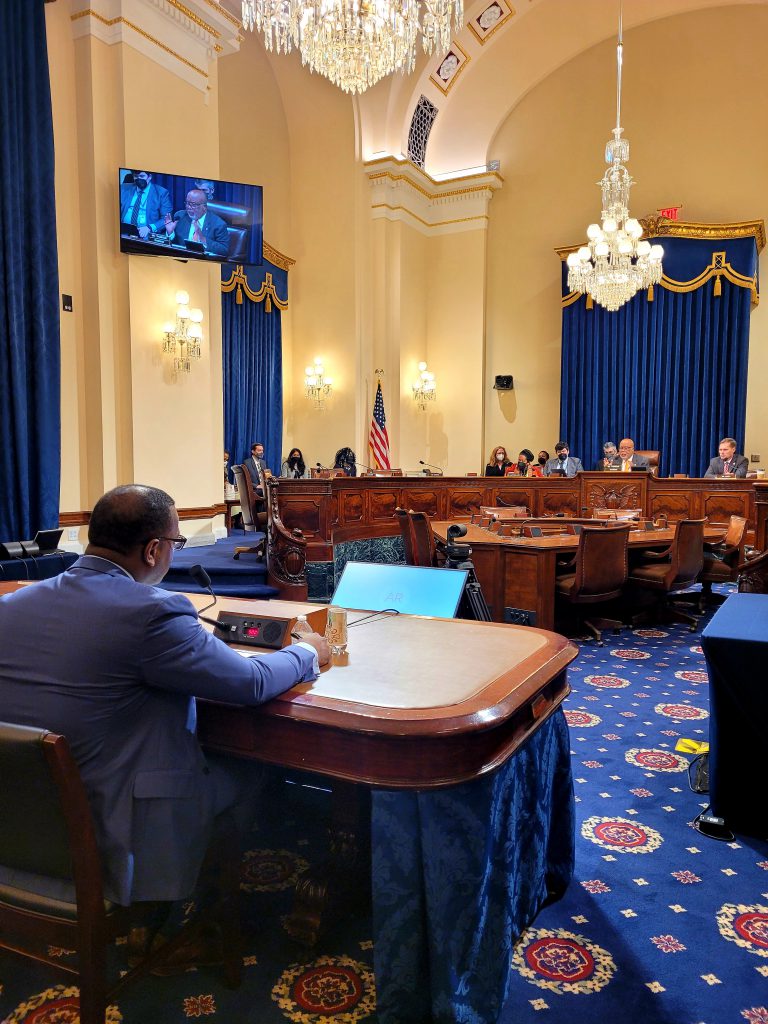 Thomas K. Hudson, president of Jackson State University, testified before the Committee on Homeland Security about the series of bomb threats received by HBCUs in recent months. Hudson said, "The intended disruption of HBCUs, like Jackson State University, is an intentional assault on the economic drivers of this country. It is also a deliberate attempt to destroy these cultural spaces where intellect and diverse thought thrives. And now, in 2022, we cannot sit idly by and simply wait for something to happen to these hallowed places. We cannot afford to be reactionary." (Photo special to JSU)
