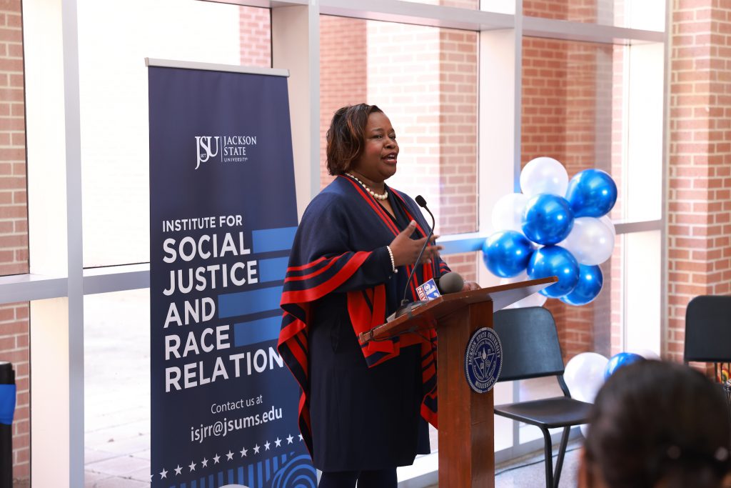 Alisa Mosley, Ph.D.., provost, says she hopes the Institute for Social Justice and Race Relations will help students understand their experiences in the world and make sense of some of the trauma and their reaction to it. (Photo by William Kelly/JSU)