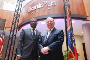 JSU President Thomas K. Hudson, J.D. and BankPlus President William A. Ray